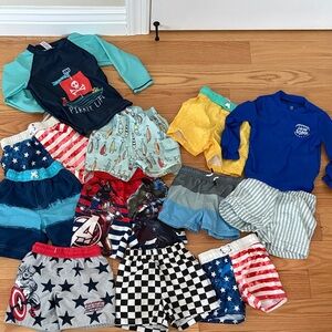 Boys sizes 4 Swimwear 10 bathing suit bottoms 2 rash guards